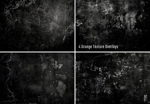 4 Grunge Photo Effect Overlays Mockup