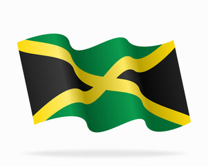 Jamaican flag wavy background layout. Vector illustration.