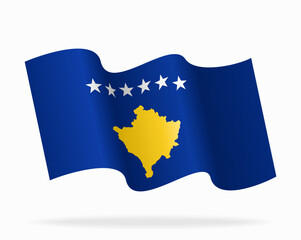 Kosovo flag wavy background layout. Vector illustration.