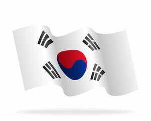 South Korean flag wavy background layout. Vector illustration.