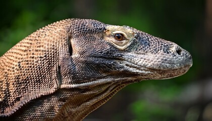 komodo dragon head close up profile view
