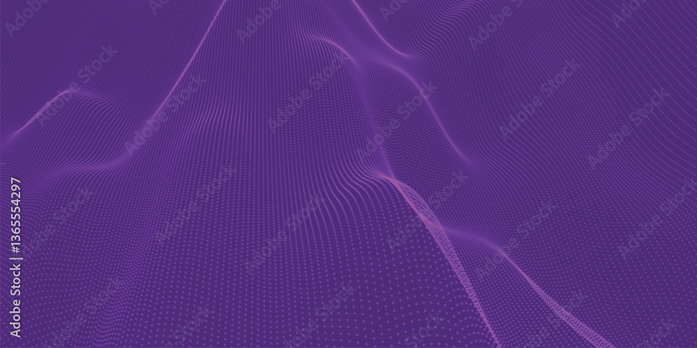 Poster futuristic dot wave. abstract digital particle wave. technology background. colored musical wave. li