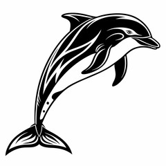 bottlenose dolphin silhouette black vector