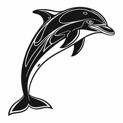 bottlenose dolphin silhouette black vector