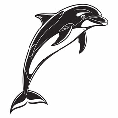 bottlenose dolphin silhouette black vector