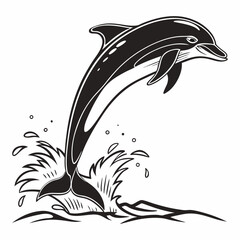 Naklejka premium bottlenose dolphin silhouette black vector