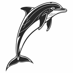 bottlenose dolphin silhouette black vector