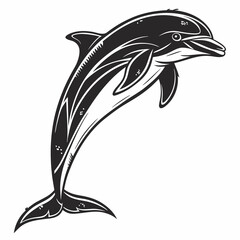 bottlenose dolphin silhouette black vector