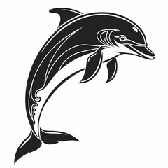 bottlenose dolphin silhouette black vector