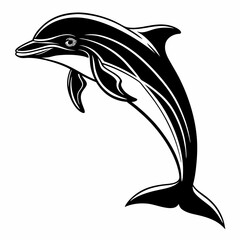 bottlenose dolphin silhouette black vector