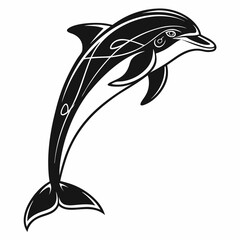 bottlenose dolphin silhouette black vector