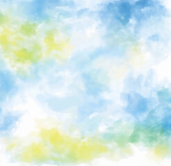 Fototapeta premium watercolor background, light blue and yellow colored clouds.