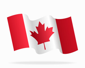 Canadian flag wavy background layout. Vector illustration.