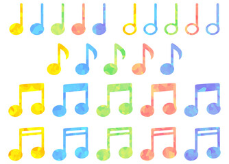 カラフルな音符のイラストセット ベクター素材