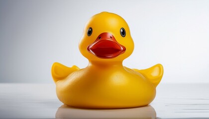 cheerful yellow rubber ducky resting peacefully on a clean white surface