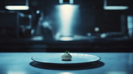 Obraz premium Minimalist Plated Dessert Under Spotlights