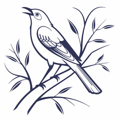 Bowerbird black silhouette icon vector