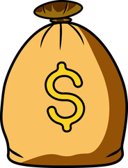 Cloth bag with dollar money