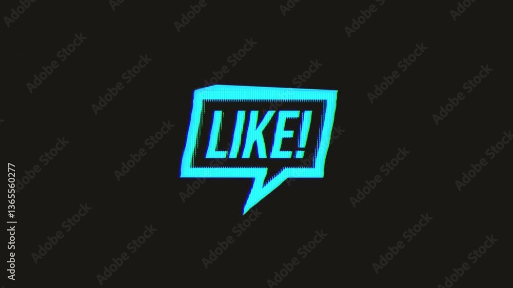 Aufkleber glitch like button speech bubble/ animation of a social network like speech bubble symbol, with old 