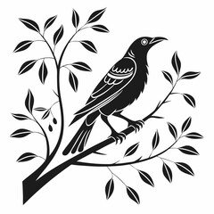 Fototapeta premium Bowerbird black silhouette icon vector