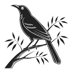 Bowerbird black silhouette icon vector