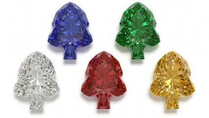 Tree shaped ornament made of 5 colored gems. Recommended for designing Christmas ads, websites, and catalogs with a sense of luxury and glamour. Vector data.