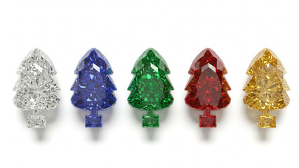 Tree shaped ornament made of 5 colored gems. Recommended for designing Christmas ads, websites, and catalogs with a sense of luxury and glamour. Vector data.
