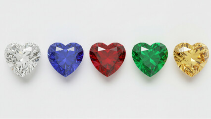 Heart shape made of 5 colored gems. Recommended for designing Valentine's Day, Christmas and Mother's Day ads, websites and catalogs with a luxurious and glamorous feel. Vector data.
