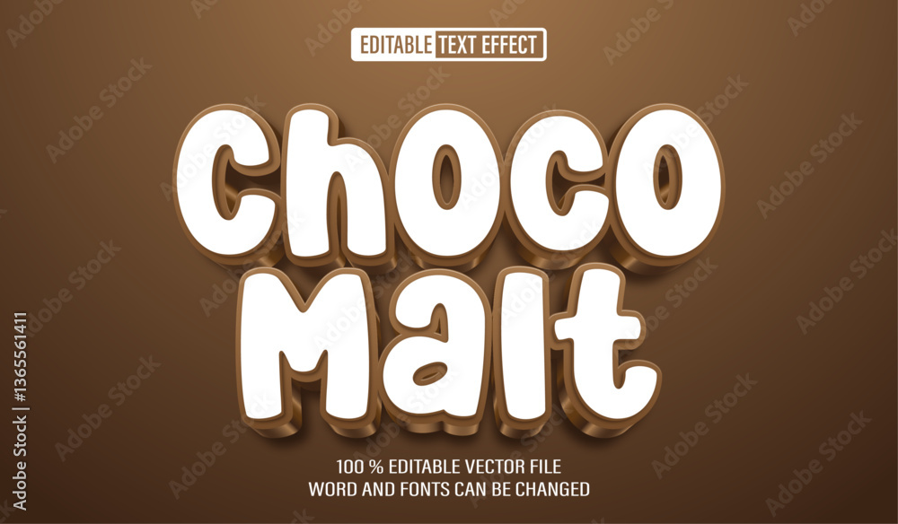 Poster editable 3d text style effect - choco malt text effect template