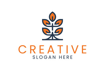 Obraz premium Nature leaf cross logo design for church or christian community brand identity