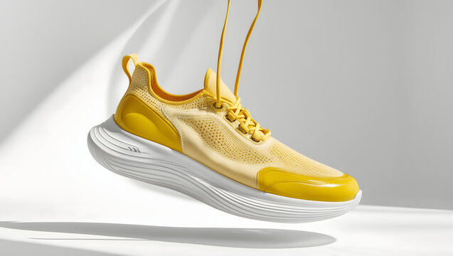 Stylish Yellow Sneakers, Modern Athletic Shoe Design
