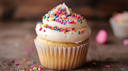 A Delightful Sprinkled Cupcake: A Sweet Treat for Any Occasion
