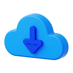 Blue Cloud Download Icon On Transparent Background, Generative AI
