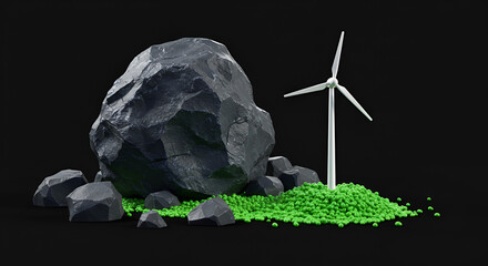 Coal vs wind turbine; background, fossil fuels vs renewable energy,energy, footprint, transition, coal, green. wallpaper