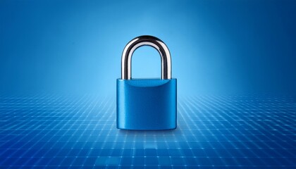 Fototapeta premium vibrant blue padlock on soft blue background symbolizing security and protection in modern digital age