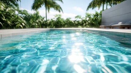 Fototapeta premium Crystal Clear Swimming Pool with Sunlight Reflections