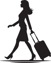 silhouette of a woman with suitcase