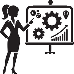 business woman silhouette with gear
