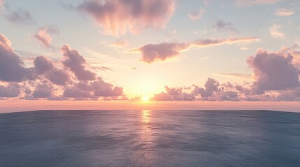 Naklejka premium Asphalt road platform at sunset with clouds in the background