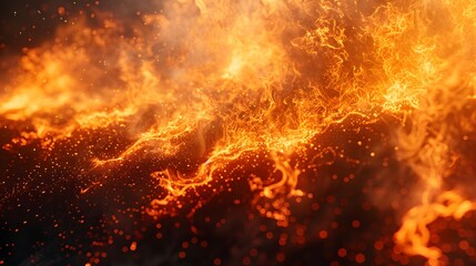 Obraz premium A blazing fire with intense orange and yellow flames burning against a pure black background ultra-realistic details deep contrast dramatic lighting