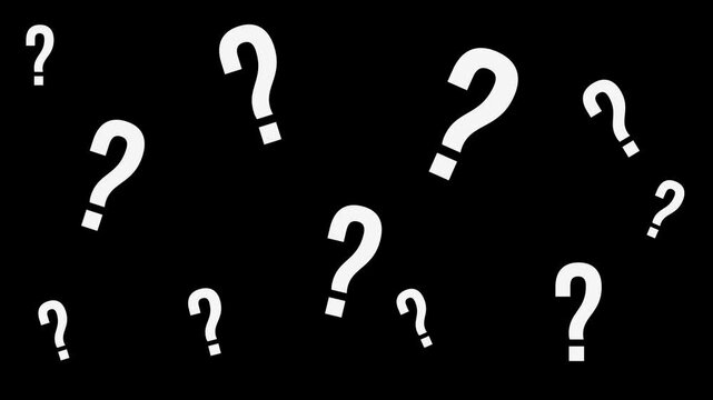 Animation of question marks on a black background. 4K video