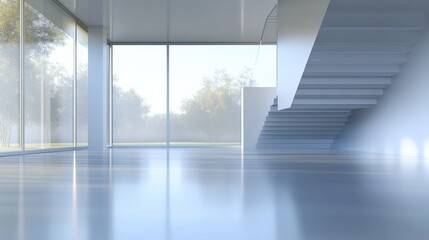 Obraz premium Modern Minimalist Interior with Large Windows