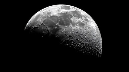 Lunar Orb: A Half-Moon's Grayscale Majesty