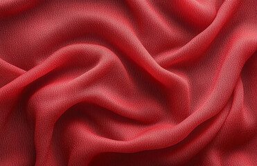 Obraz premium Close up of red fabric with soft folds and subtle texture creating a smooth and elegant appearance