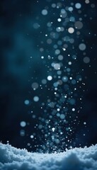 Obraz premium Softly falling snowflakes dance in air isolation on dark background, , cold weather