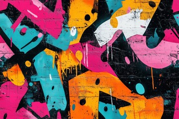 Seamless Vibrant Graffiti Mural Featuring