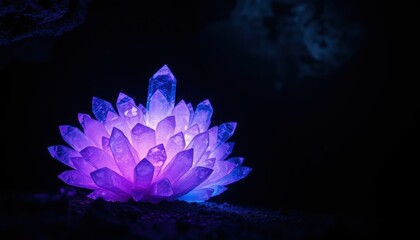 Mesmerizing Crystal Formation Glowing Purple & Blue Cave Gem
