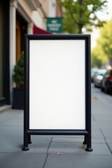 Customizable A-frame sidewalk sign mockup, various angles , sidewalk sign, outdoor, acrylic