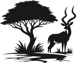 Antelope vector black silhouette
