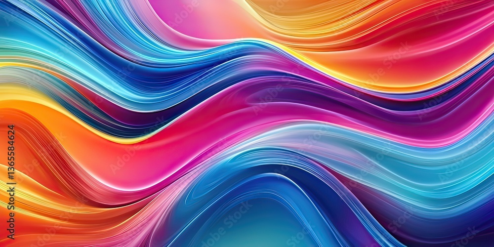 Poster vibrant waves of color flowing seamlessly across the abstract canvas, created by ai generated